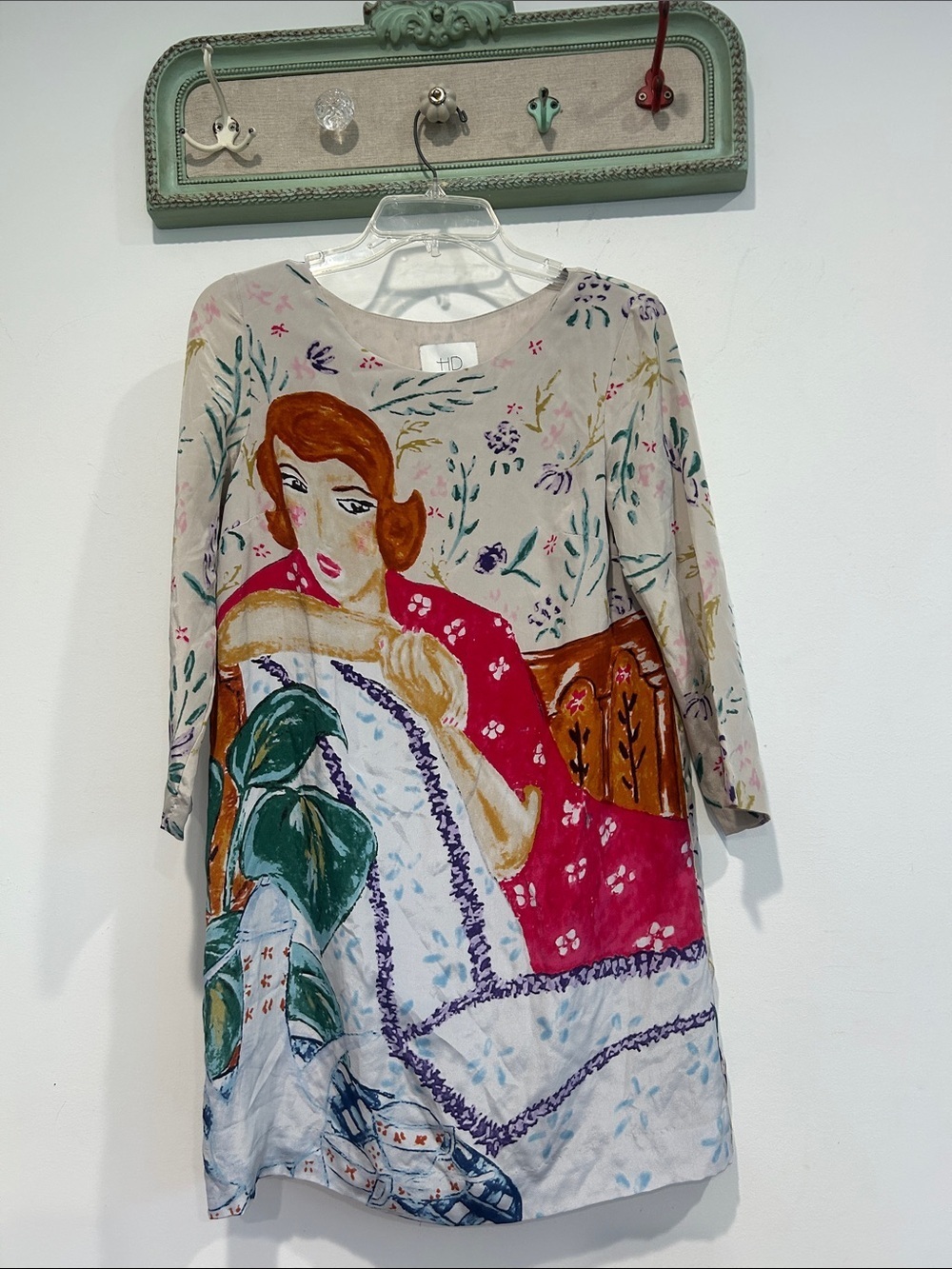 Anthropologie hd Paris Portrait of a women’s Mini Dress silk in Pink and Cream